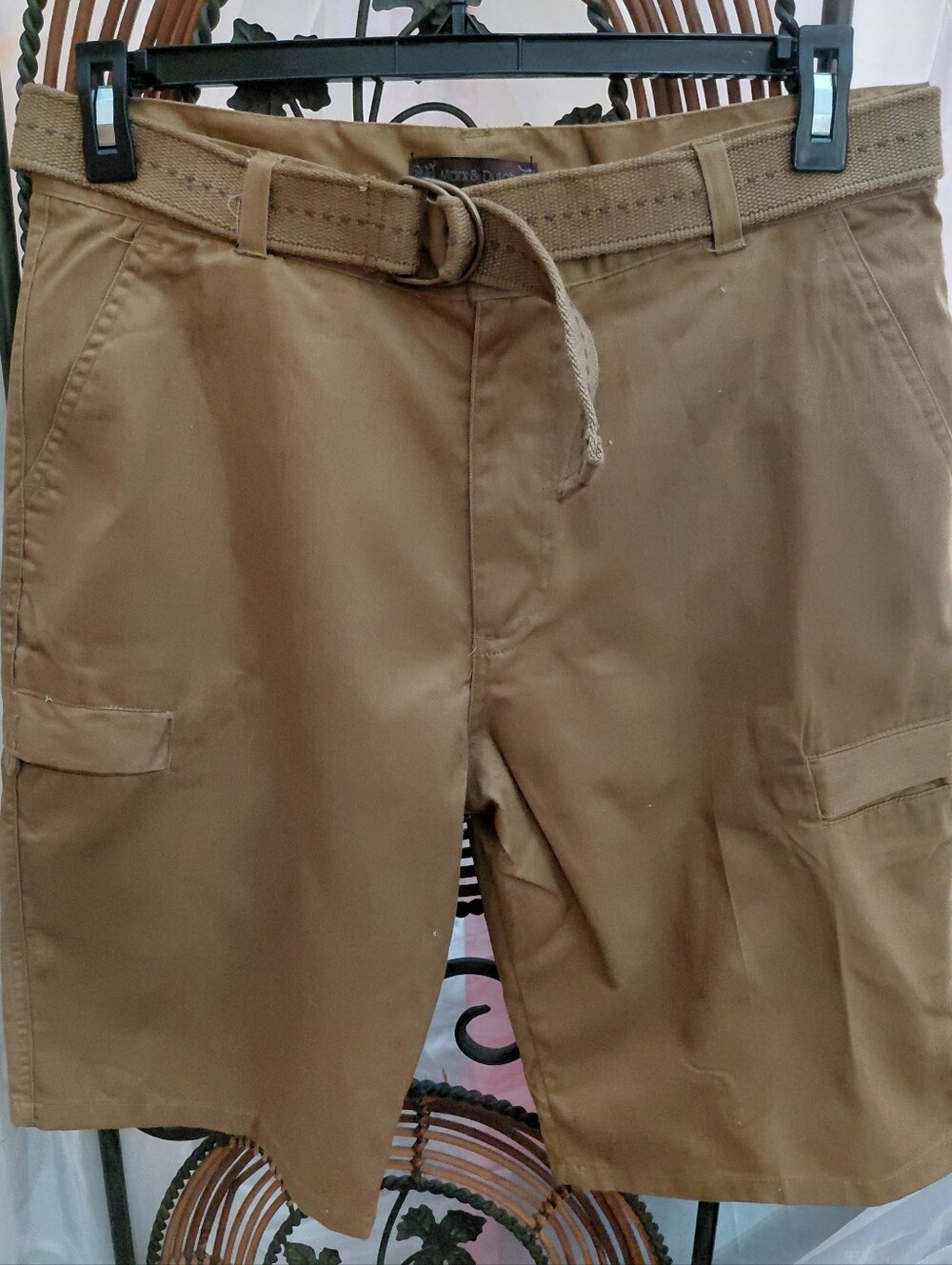 Men's Cargo Shorts in Brown with Web Belt
